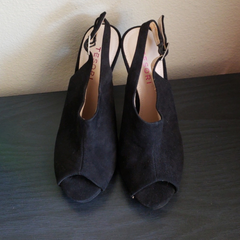 Black Suede High Heels Sandals